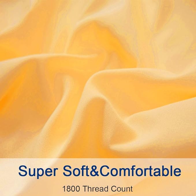 SONORO KATE Bed Sheet Set Super Soft Microfiber 1800 Thread Count Luxury Egyptian Sheets 16-Inch Deep Pocket，Wrinkle and Hypoallergenic-4 Piece (Yellow, King)