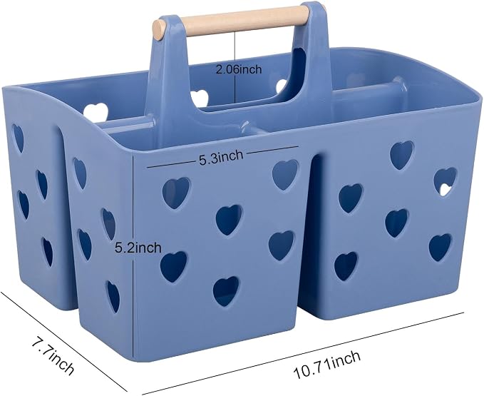 Anyoifax Portable Shower Caddy Plastic Shower Basket Organizer Divided Bathroom Caddy Storage Cleanning Caddy Tote with Handle for College, Dorm Room, Kitchen, Dark Blue - Image 6