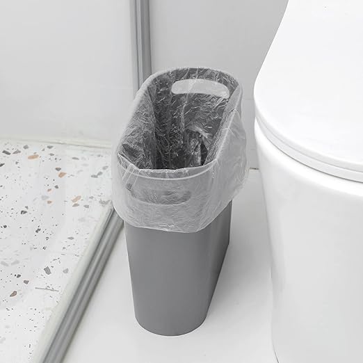 rejomiik Small Trash Can, 3.5 Gallon Slim Garbage Can Plastic Waste Basket with Handles Container Bin for Narrow Spaces Bathroom, Bedroom, Kitchen, Office at Home, Grey - Image 5