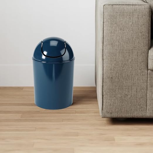 Umbra 1.25 Gallon Mini Waste Can with Removable Swing-Top Lid - Small Garbage Bin for Kitchen, Bathroom, Bedroom, Office - Compact Trash Can Fit Under Tables & Counters - Dark Blue - Image 7
