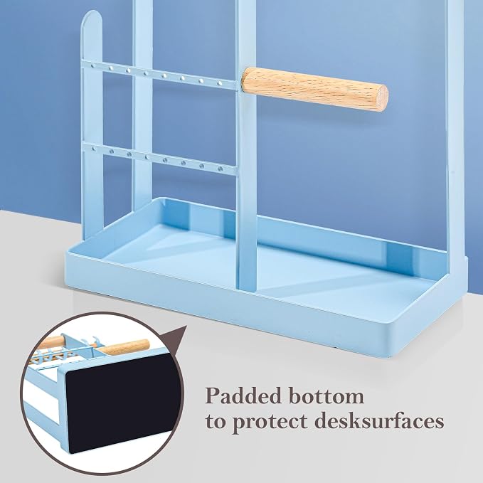 ProCase Cute Jewelry Stand, Aesthetic Jewelry Organizer for Dresser Vanity, Jewelry Holder Display for Necklaces Earrings, Gifts for Teen Girls Women, Bedroom Dorm Decor -Medium, Blue - Image 3