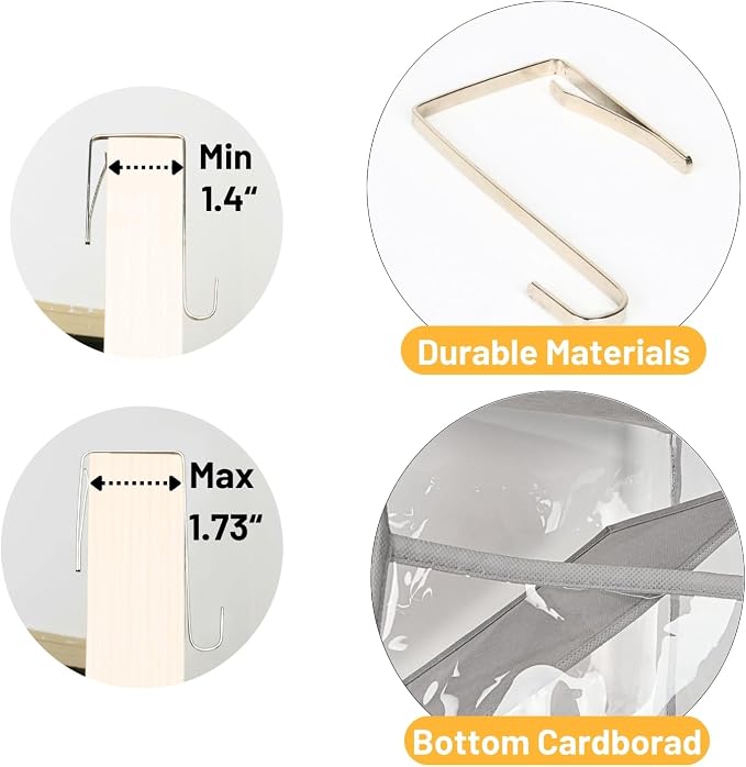 Over the Door Organizer 5 Tiers,Extra Large Behind Door Storage of 10 Compartments,50 lbs Weight Capacity Over the Door Storage, Clear Door Hanging Organizer for Closet, Diaper Organizer - Image 8
