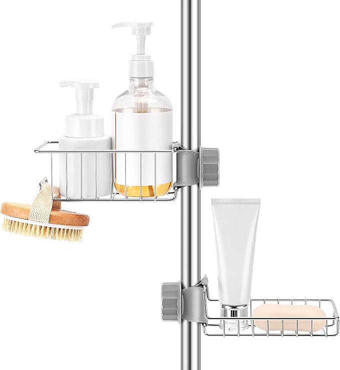 Clawfoot Tub Caddy(Shower Rod Not Included) - Stainless Steel Shower Shelves and Soap Caddy by Buoluty