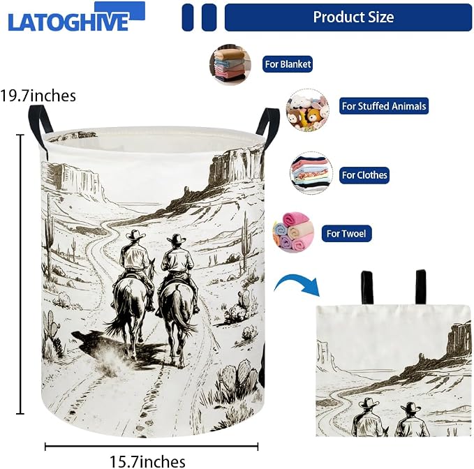 Baby Laundry Hamper kids laundry Basket Waterproof Laundry Bag for Bedroom Toy Clothes Organizer Room Décor(Cowboy) - Image 2