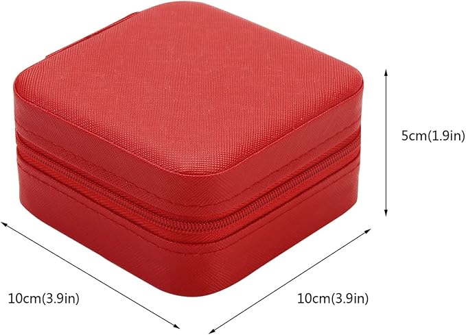 Mini Jewelry Travel Case, Small Travel Jewelry Organizer PU Leather, Portable Display Storage Box for Rings, Earrings, Necklaces (Red) - Image 7