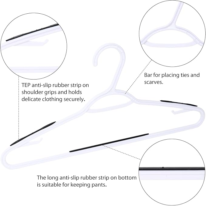 30 Pack Bendable Plastic Hangers Light-Weight Non-Slip Clothes/Suit Hangers(Black) - Image 3