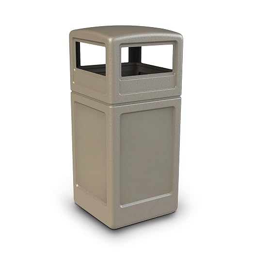 Commercial Zone-73290299PolyTec 42 Gallon Square Waste Container with Dome Lid Color: Beige by CommercialZone