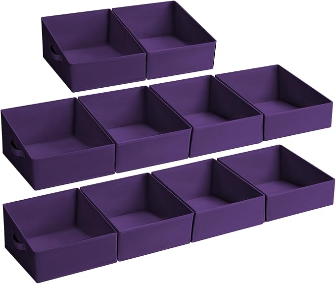 DIMJ Closet Storage Bins 10 Pack - Fabric Storage Baskets for Shelves, Collapsible Clothes Organizer with Handles, Trapezoid Shelf Organization Storage Cubes for Purse, Toys, Books, Towel, Clothes by DiMJ