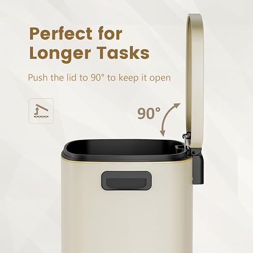ELPHECO Kitchen Trash Can with Lid Soft Close, 13 Gallon / 50L Stainless Steel Pedal Garbage Can, Heavy-Duty Fingerprint Proof Step Wastebasket with 20 Bags, Removable Bucket, Home Office, Cream Beige - Image 5
