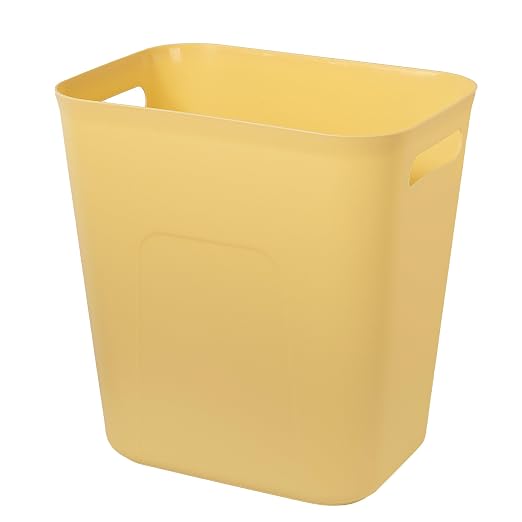 UUJOLY Plastic Small Trash Can Wastebasket, Garbage Container Basket for Bathrooms, Laundry Room, Kitchens, Offices, Kids Rooms, Dorms, 3.5 Gallon, Yellow by UUJOLY