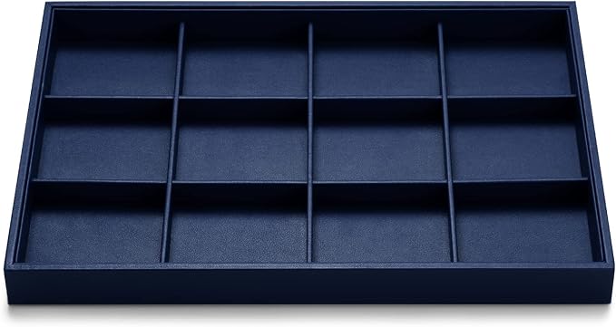 Oirlv Stackable Premium Leather Jewelry Trays 12 Grid Jewelry Drawer Organizer Trays Bracelet Earrings Watches Showcase Display Organizer by Oirlv