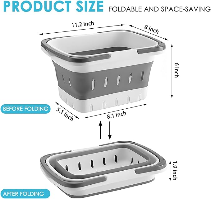 Fammart Portable Shower Caddy Tote – Collapsible Plastic Basket with Handles, Foldable Storage Organizer for Bathroom, Kitchen, College Dorm, Gym, Travel & Camping, Gray - Image 4