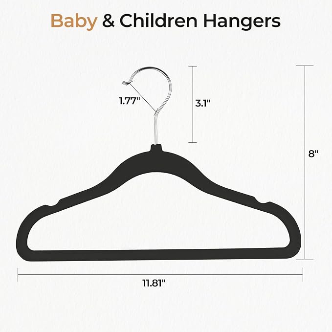 GoodtoU Kids Hangers Velvet 50 Pack 14" - Kids Felt Hangers Non Slip Toddler Hanger Childrens Hanger for Kid - Image 2