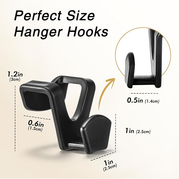 HOUSE DAY Space Saving Hanger Hooks 60 Pack, Black Clothes Hanger Connector Hooks, Heavy Duty Hanger Hooks Space Saver, Premium College Dorm Room Essentials, Good Closet Organizers and Storage - Image 7