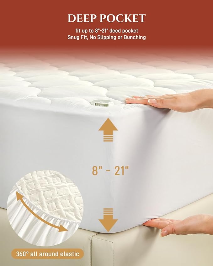 Heated Mattress Pad King Size – Electric Heated Bed Pad with Dual Zone Control, Deep Pocket Warming Cover, Thick Underblanket Sheet, Bed Warmer (05 Pure White, 78" x 80")