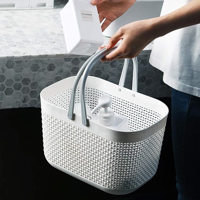 UUJOLY Plastic Organizer Storage Baskets with Handles, Shower Caddy Bins Organizer for Bathroom and kitchen（White） - Image 4