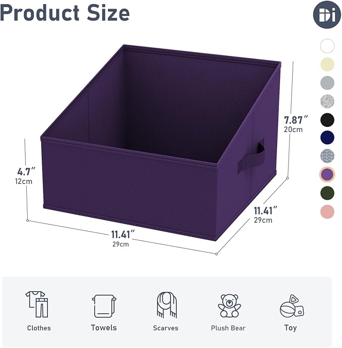 DIMJ Closet Storage Bins 12 Pack - Fabric Storage Baskets for Shelves, Collapsible Clothes Organizer with Handles, Trapezoid Shelf Organization Storage Cubes for Purse, Toys, Books, Towel, Clothes - Image 5