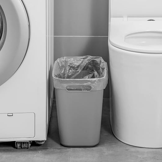 UUJOLY Plastic Small Trash Can Wastebasket, Garbage Container Basket for Bathrooms, Laundry Room, Kitchens, Offices, Kids Rooms, Dorms, 3.5 Gallon, 3.5 Gallon, Grey - Image 4