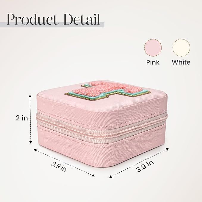 SANDJEST Personalized Jewelry Box, Pink Travel Jewelry Box with Initial T, Small Monogrammed Jewelry Case Organizer for Girls Women Teen Kids, Mini Travel Essentials Gifts for Birthday Christmas - Image 2