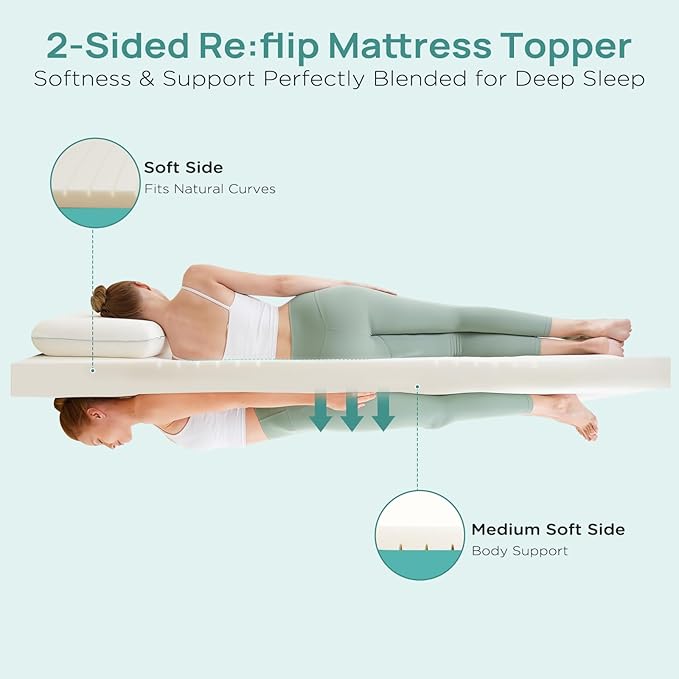 2 Inch Memory Foam Mattress Topper Full XL Size, Soft Mattress Topper for Back Pain Relief, Orthopedic Bed Topper with 2-Sided Breathable Cover, Ergonomic 5-Zone Design, CertiPUR-US Certified