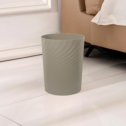 UUJOLY Plastic Small Trash Can Wastebasket, Garbage Container Basket for Bathrooms, Laundry Room, Kitchens, Offices, Kids Rooms, Dorms, (Khaki, 1.8 Gallon) - Image 3