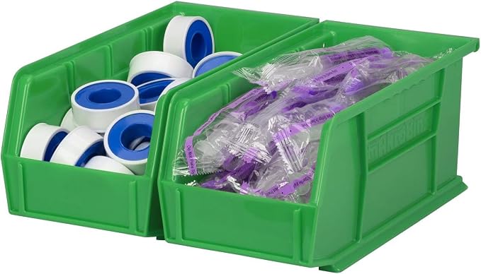 Akro-Mils 30230 AkroBins Plastic Storage Bins, Space-Saving Stackable Bins for Garage, Pantry, Craft Organization, 11" x 5" x 5", Green, 12-Pack - Image 10