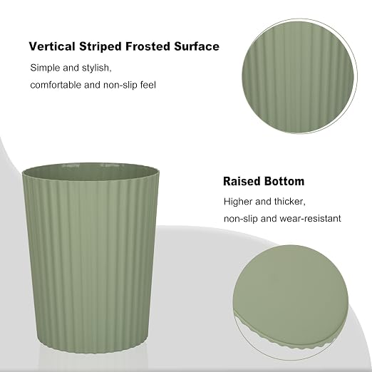 JiatuA Small Trash Can Plastic Wastebasket Round Garbage Container Bin for Bathroom, Kitchen, Bedroom, Home Office, College Dorm, Green 2 Pack - Image 4