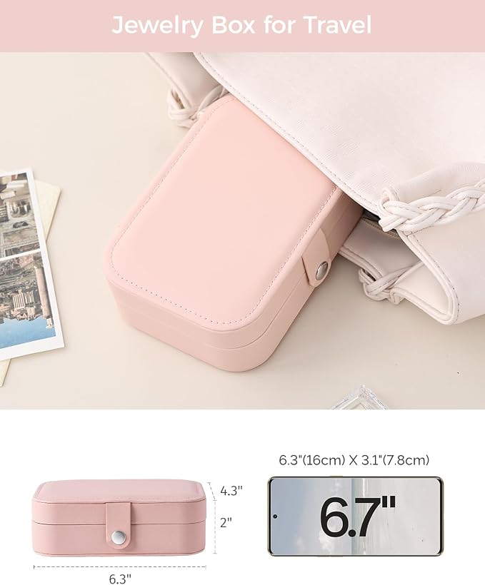 CASEGRACE Jewelry Box For Women Portable Travel Jewelry Case for Necklace Earring Rings Jewelry Holder Case Gift Box Girls - Image 3