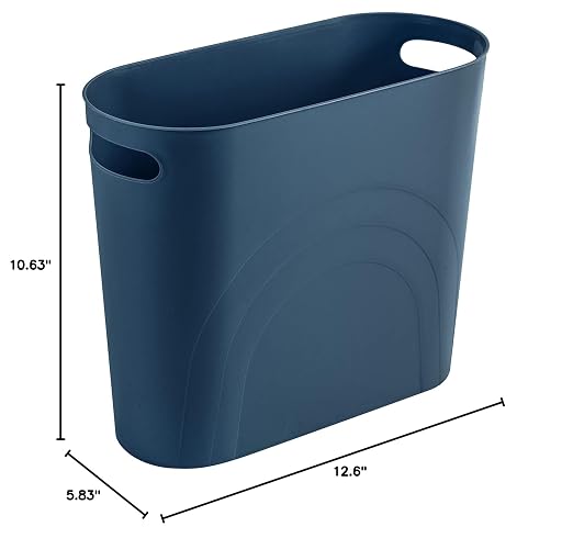 rejomiik Small Trash Can, 3.5 Gallon Slim Garbage Can Plastic Waste Basket with Handles Container Bin for Narrow Spaces Bathroom, Bedroom, Kitchen, Office at Home, Teal Blue - Image 10
