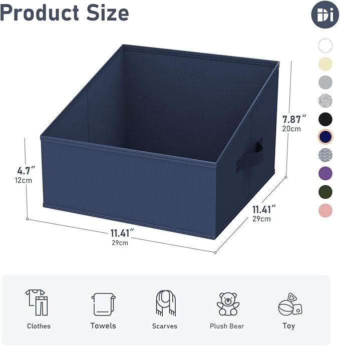 DIMJ Closet Storage Bins 12 Pack - Fabric Storage Baskets for Shelves, Collapsible Clothes Organizer with Handles, Trapezoid Shelf Organization Storage Cubes for Purse, Toys, Books, Towel, Clothes - Image 5