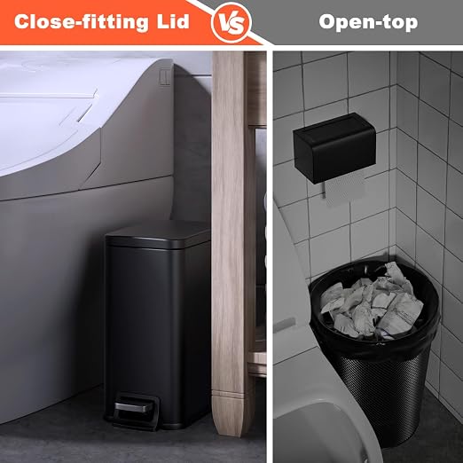 Bathroom Trash Can with Lid Slim 1.6 Gallon Stainless Steel Garbage Can with Removable Inner Bucket Soft Close Lid Durable Step Pedal Trash Bins for Toilet Bedroom Office (Matte Black, 1.6 Gallon) - Image 7