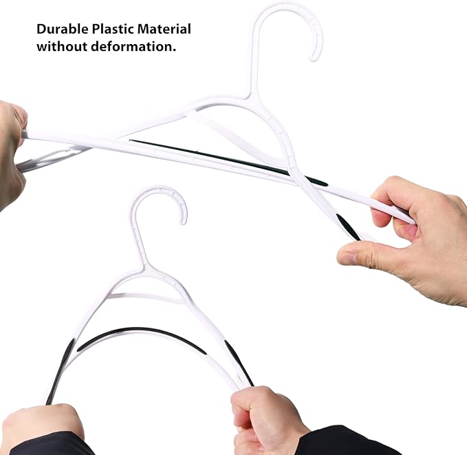 30 Pack Bendable Plastic Hangers Light-Weight Non-Slip Clothes/Suit Hangers(Black) - Image 4