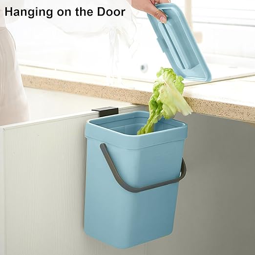 LALASTAR Compost Bin Kitchen, Small Compost Bin for Kitchen, Countertop Compost Bucket with Lid, Odorless Hanging Trash Can for RV/Office/Dog, Mini Food Waste Bin for Countertop, 3L/0.8 Gal, Blue - Image 3