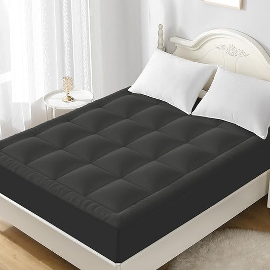 YUGYVOB California King Mattress Topper - 600GSM Extra Thick Cooling & Breathable Mattress Pad with Deep Pocket 8"-21" & Soft Down Alternative Filling, Grey