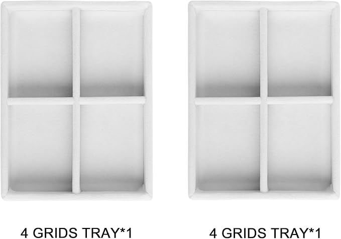 Frebeauty Small Jewelry Tray Set,Stackable Velvet Jewelry Organizer Tray,Mini Jewelry Drawer Organizer,Drawer Inserts,4.92 x 3.74 x 0.9 Inches,4 Grid Earring Organizer for Women(Set 2,White) - Image 4