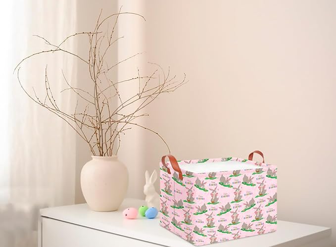 CLOCOR Rectangular Easter Basket Empty,Colorful Easter Eggs Basket for Kids,Waterproof Storage Basket with Handles,Gift Basket(Colorful Eggs) - Image 4