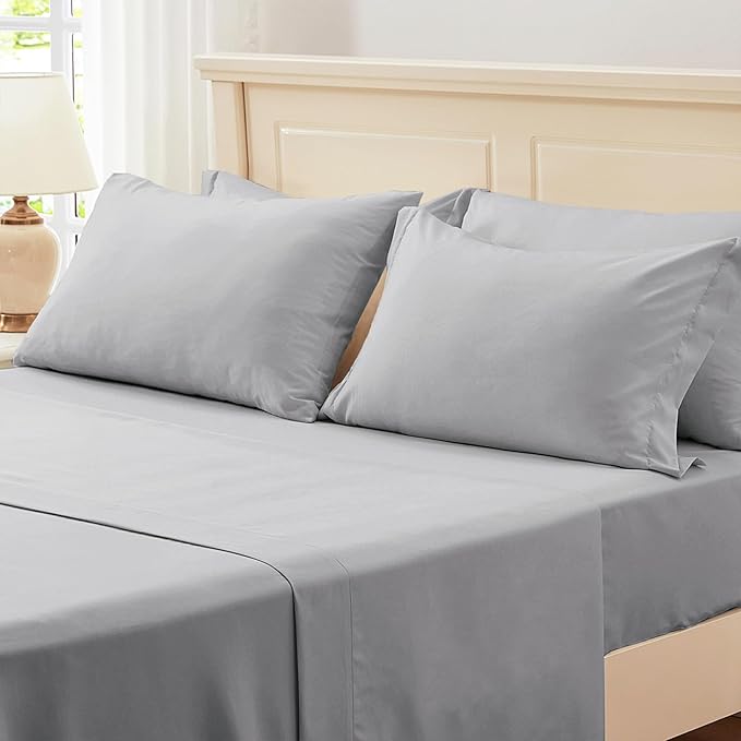 Zzlpp Full Comforter Set 7 Pieces, Light Grey Seersucker Bed in a Bag with Sheets, All Season Bedding Sets with 1 Comforter, 2 Pillow Shams, 2 Pillowcases, 1 Flat Sheet, 1 Fitted Sheet