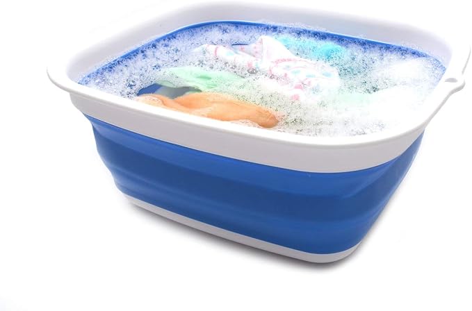 SAMMART 7.7L (2 Gallon) Collapsible Tub - Foldable Dish Tub - Portable Washing Basin - Space Saving Plastic Washtub (Blue, S) - Image 7