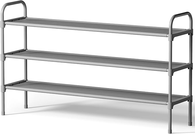 Kitsure Extra-Long Shoe Rack for Closet, Shoe Organizer for Front Door Entrance, Stackable Shoe Shelf, Detachable Closet Organizers and Storage, 39.0" Wide - 3 Tier, Grey by Kitsure