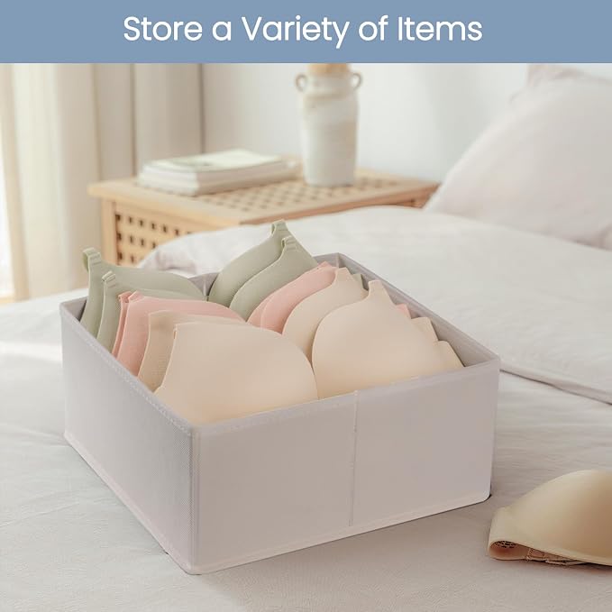 Criusia Drawer Organizer Clothes, 24 Pack Underwear Drawer Organizers, Foldable Closet Organizers and Storage Dresser Drawer Dividers Clothing Organizer for Clothes, Socks, Scarves, Bra, Ties (Beige) - Image 6
