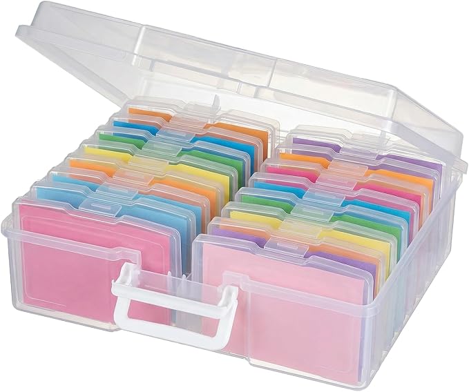 novelinks Transparent 4" x 6" Photo Cases and Clear Craft Keeper with Handle, 16 Inner Photo Organizers & Photo Storage Box, Plastic Photo Storage Containers (Clear) by novelinks