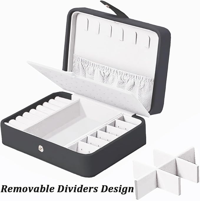 QBestry All-in-One Travel Jewelry Organizer for Women Black | Small Jewelry Box with 68 Earring Holes | Compact Portable Jewelry Case for Earrings, Rings, Necklaces | Perfect Gifts for Mom Wife Girls - Image 7