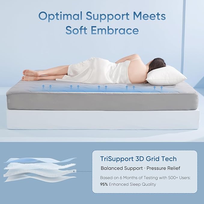 Elegear King Cooling Mattress Pad for Hot Sleepers, Waterproof Cold Mattress Topper with TriSupport 3D Tech Balanced Support & Enhanced Breathability, Soft Fluffy Bed Protector Deep Pocket Up to 16"