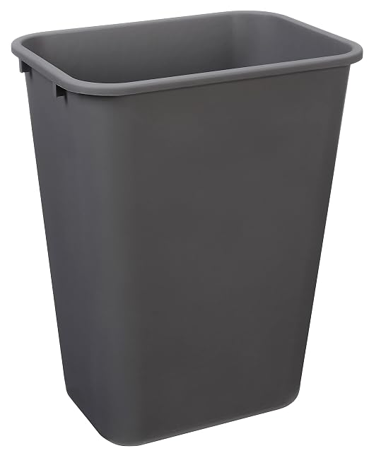 Amazon Basics Lightweight Rectangular Commercial Office Wastebasket, 10 Gallons, Grey - Image 2