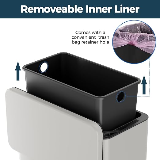 Stainless Steel Hanging Trash Can with Lid and Inner Bucket, 1 Gallon Kitchen Compost Bin for Counter Top, Under Sink or Wall Mount, Small Garbage Can for Cupboard/Bathroom/Bedroom/RV, White - Image 5