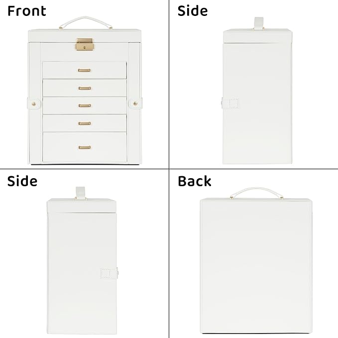 AKOZLIN Large 6-Tier Jewelry Box Lockable Leather Jewelry Storage Case with 5 Drawers for Women Girls Ring Necklace Earring Bracelet Holder Organizer with Mirror - Image 7