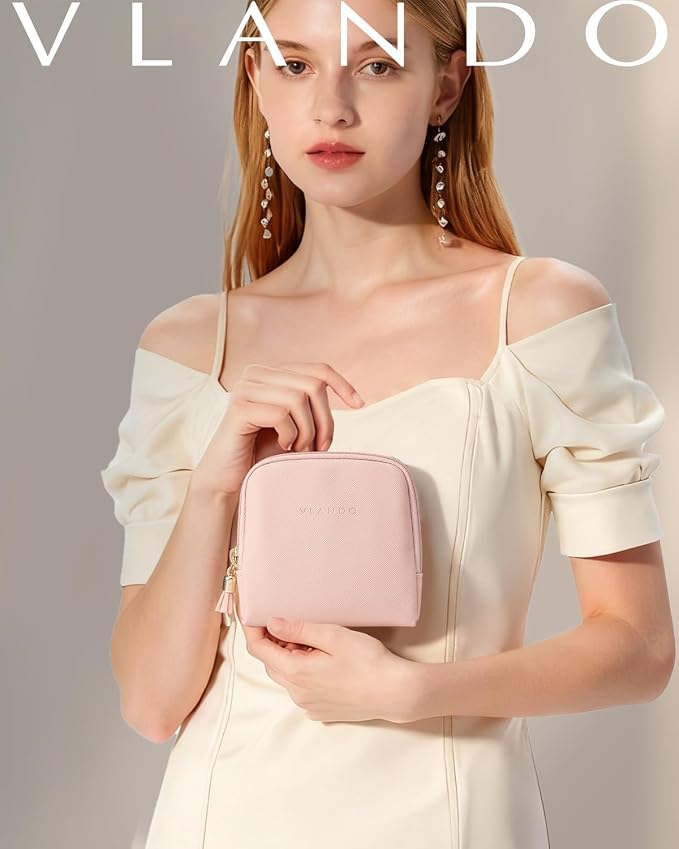 VLANDO Mini Jewelry Travel Case,Jewelry Pouch Bags with Zipper, Velvet Jewelry Organizer Storage Bag for Bracelet Rings Earring Travel Essentials Gifts for Women Girl - Pink - Image 6