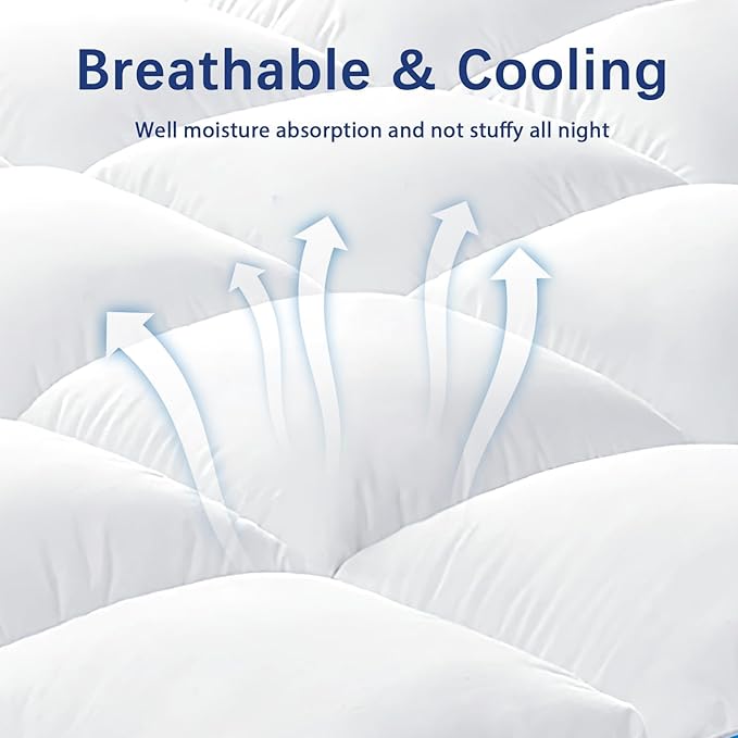 CYMULA Full XL Mattress Topper, Extra Thick Pillow Top Mattress Topper, Cooling Mattress Pad Cover with 8-21 Inch Elasticated Deep Pockets, Firm Plush Down Alternative Fill Mattress Protector