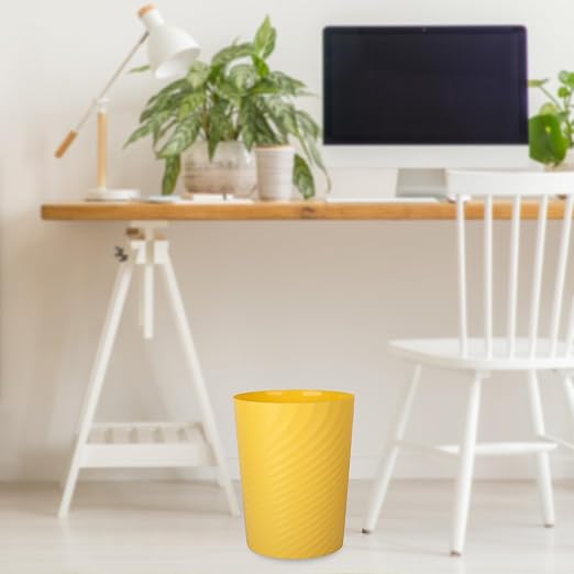 UUJOLY Plastic Small Trash Can Wastebasket, Garbage Container Basket for Bathrooms, Laundry Room, Kitchens, Offices, Kids Rooms, Dorms, (Yellow, 1.8 Gallon) - Image 4