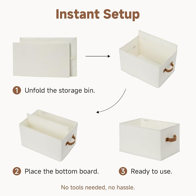 StorageWorks Closet Organizers and Storage Bins, Foldable Shelf Baskets, Clothes Storage Basket for Organization, Ivory White, 3-Pack, Large - Image 7